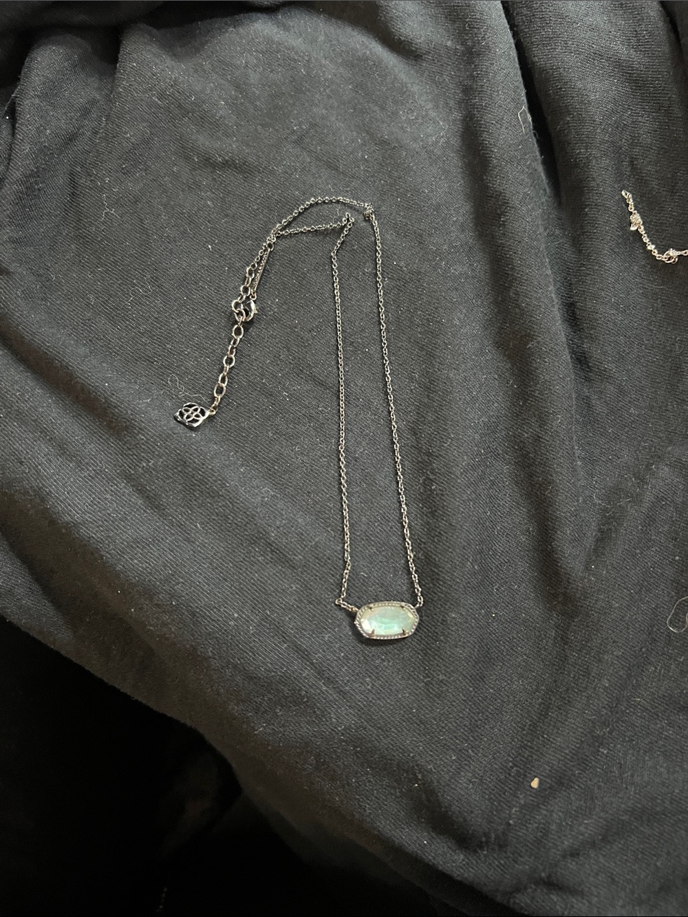 Michael Kors Silver Necklace with Aqua Stone Pendant